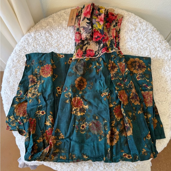 NWT - NATURAL LIFE Teal and Pink Floral Jumpsuit. Women’s size M. - Picture 7 of 8